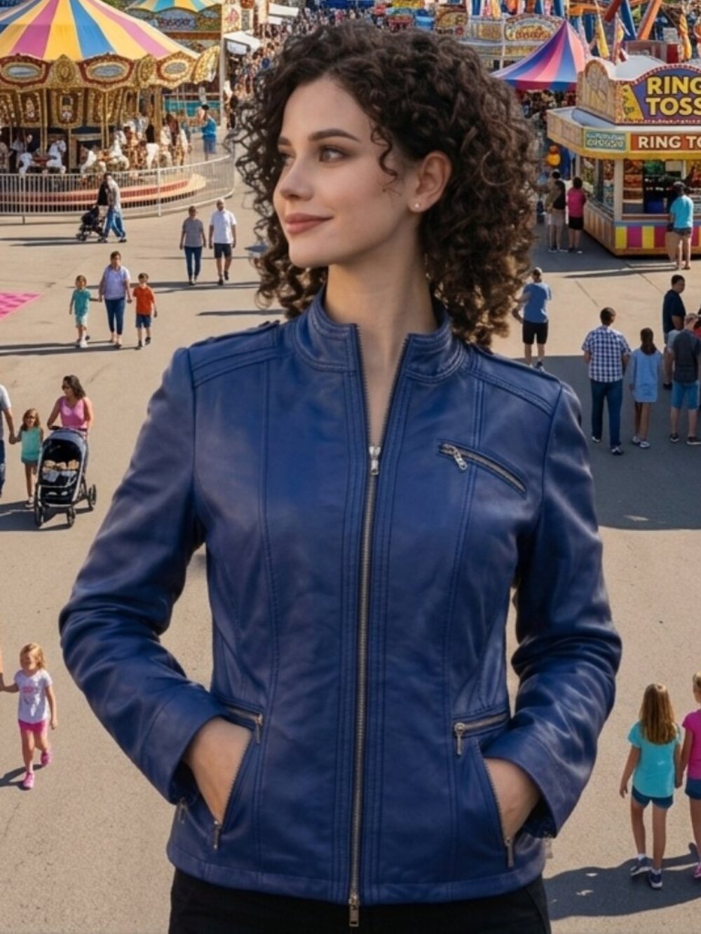 White House Black Market Genuine Leather Zip Jacket